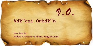 Vécsi Orbán névjegykártya